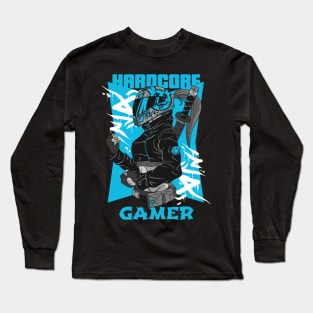 Hardcore Gamer Blue Ninja Long Sleeve T-Shirt